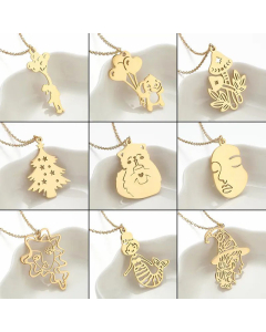Cute Balloon Girl Elephant Stainless Steel Titanium Steel Plating Pendant Necklace CA07830182