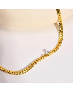 Classic Heart Shape Plating Zircon Stainless Steel Necklace CA07830183