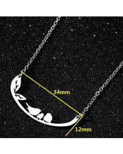 Hypoallergenic Round Bird Pendent Stainless Steel Plating Necklace CA07830185-Steel Color-01