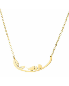 Hypoallergenic Round Bird Pendent Stainless Steel Plating Necklace CA07830185-Gold Color-01