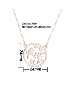 Hypoallergenic Round Bird Pendent Stainless Steel Plating Necklace CA07830185-Rose Gold Color-01