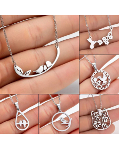 Hypoallergenic Round Bird Pendent Stainless Steel Plating Necklace CA07830185
