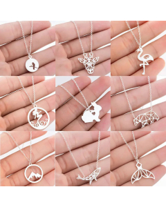 Casual Rabbit Bird Fishtail Pendent Titanium Steel Plating Necklace CA07830186