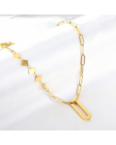 Fashion Heart Shape Flower Plating Pendant Stainless Steel Titanium Steel Necklace CA07830187