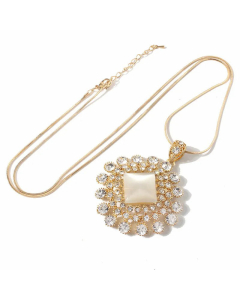Luxurious Water Drop Shaped Inlay Artificial Crystal Rhinestones Stainless Steel Necklace CA07830188