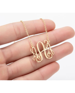 Exaggerated Plating Letter Pendent Titanium Steel Necklace CA07830189-Gold Color-A
