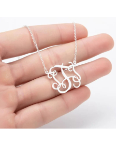 Exaggerated Plating Letter Pendent Titanium Steel Necklace CA07830189-Steel Color-T