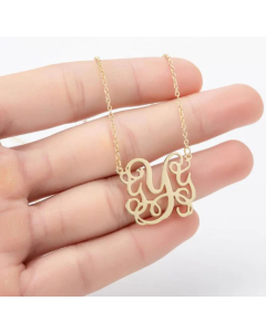 Exaggerated Plating Letter Pendent Titanium Steel Necklace CA07830189-Gold Color-Y