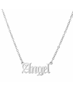 Fashion Letter Pendent Stainless Steel Plating Necklace CA07830190-Steel Color-01