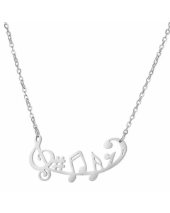 Daily Style Notes Pendent Titanium Steel Plating Necklace CA07830191-Steel Color-01