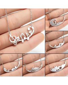 Daily Style Notes Pendent Titanium Steel Plating Necklace CA07830191