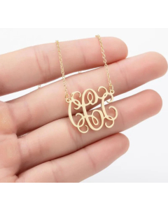 Minimalism Letter Pendent Stainless Steel Plating Necklace CA07830192-Gold Color-C