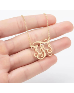 Minimalism Letter Pendent Stainless Steel Plating Necklace CA07830192-Gold Color-F