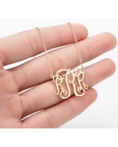 Minimalism Letter Pendent Stainless Steel Plating Necklace CA07830192-Gold Color-R