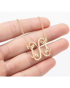 Minimalism Letter Pendent Stainless Steel Plating Necklace CA07830192-Gold Color-X
