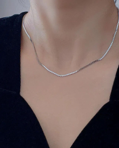 Plain Solid Color Snake Bone Chain Titanium Steel Plating Necklace CA07830193
