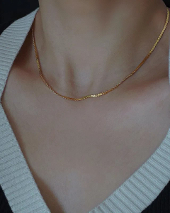 Plain Solid Color Snake Bone Chain Titanium Steel Plating Necklace CA07830193