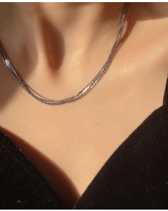 Multi-Layer Fine Snake Bone Chain Solid Color Titanium Steel Necklace CA07830194