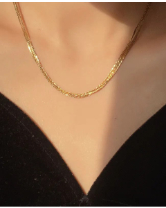 Multi-Layer Fine Snake Bone Chain Solid Color Titanium Steel Necklace CA07830194