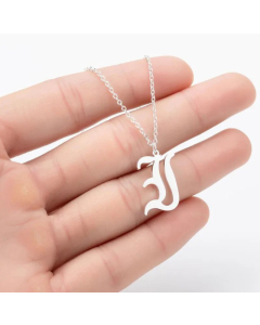 Minimalism Daily Letter Pendant Stainless Steel Plating Necklace CA07830195-Steel Color-I