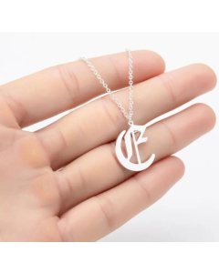 Minimalism Daily Letter Pendant Stainless Steel Plating Necklace CA07830195-Steel Color-E