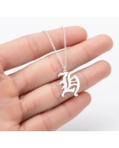 Minimalism Daily Letter Pendant Stainless Steel Plating Necklace CA07830195-Steel Color-H
