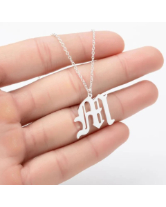 Minimalism Daily Letter Pendant Stainless Steel Plating Necklace CA07830195-Steel Color-M