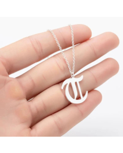 Minimalism Daily Letter Pendant Stainless Steel Plating Necklace CA07830195-Steel Color-T