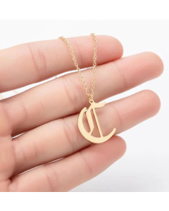 Minimalism Daily Letter Pendant Stainless Steel Plating Necklace CA07830195-Gold Color-C