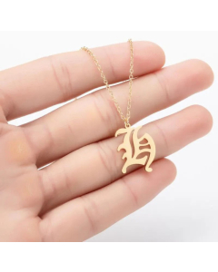 Minimalism Daily Letter Pendant Stainless Steel Plating Necklace CA07830195-Gold Color-H