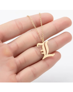 Minimalism Daily Letter Pendant Stainless Steel Plating Necklace CA07830195-Gold Color-L