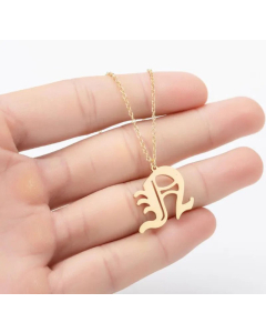 Minimalism Daily Letter Pendant Stainless Steel Plating Necklace CA07830195-Gold Color-N