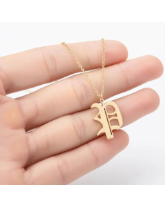 Minimalism Daily Letter Pendant Stainless Steel Plating Necklace CA07830195-Gold Color-P