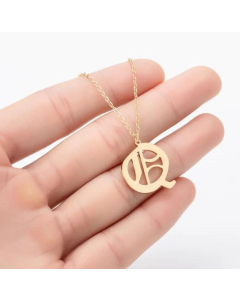 Minimalism Daily Letter Pendant Stainless Steel Plating Necklace CA07830195-Gold Color-Q