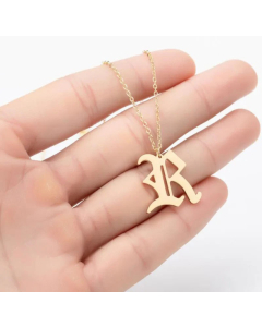 Minimalism Daily Letter Pendant Stainless Steel Plating Necklace CA07830195-Gold Color-R