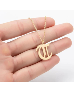 Minimalism Daily Letter Pendant Stainless Steel Plating Necklace CA07830195-Gold Color-T