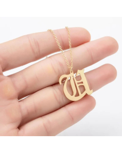 Minimalism Daily Letter Pendant Stainless Steel Plating Necklace CA07830195-Gold Color-U