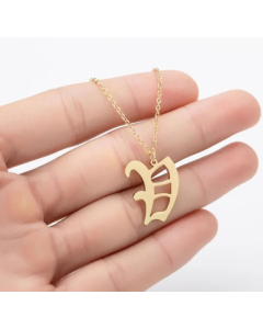 Minimalism Daily Letter Pendant Stainless Steel Plating Necklace CA07830195-Gold Color-V