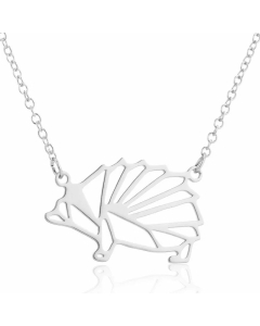 Daily Style Hedgehog Hollow Out Animal Pendent Stainless Steel Plating Necklace CA07830200-Steel Color-01