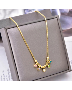Elegant Colorful Zircon Titanium Steel Plating Necklace CA07830202