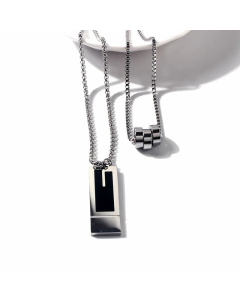 Hip-Hop Plating Layered Square Letter Stainless Steel Necklaces CA07830203