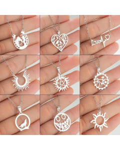 Hollow Out Sun Heart Stainless Steel Plating Pendant Necklace CA07830208