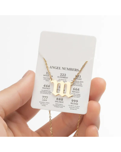 Plating Number Pendant Stainless Steel Titanium Steel Necklace CA07830211-Gold Color-01