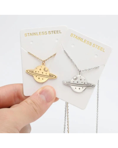 Fashion Hollow Out Planet Pendant Titanium Steel Plating Necklace CA07830212