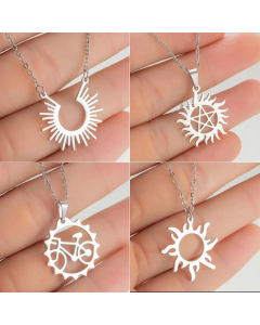 Non-Fading Sun Geometric Pendant Titanium Steel Plating Necklace CA07830213