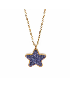 Fashion Pentagram Plating Inlay Artificial Gemstones Titanium Steel Pendant Necklace CA07830214