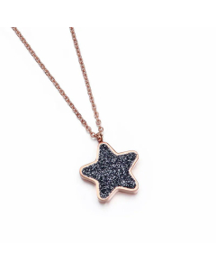 Fashion Pentagram Plating Inlay Artificial Gemstones Titanium Steel Pendant Necklace CA07830214