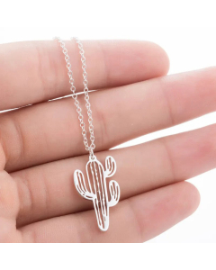 Cute Cactus Pendant Stainless Steel Plating Necklace CA07830216