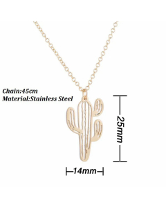 Cute Cactus Pendant Stainless Steel Plating Necklace CA07830216