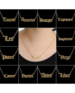Fashion Constellation Letter Pendent Stainless Steel Plating Necklace CA07830219